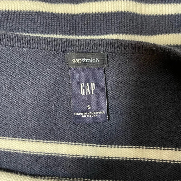 GAP Stretch Navy Blue & White Striped Knit Pullover Sweater Small Women’s - Picture 9 of 11